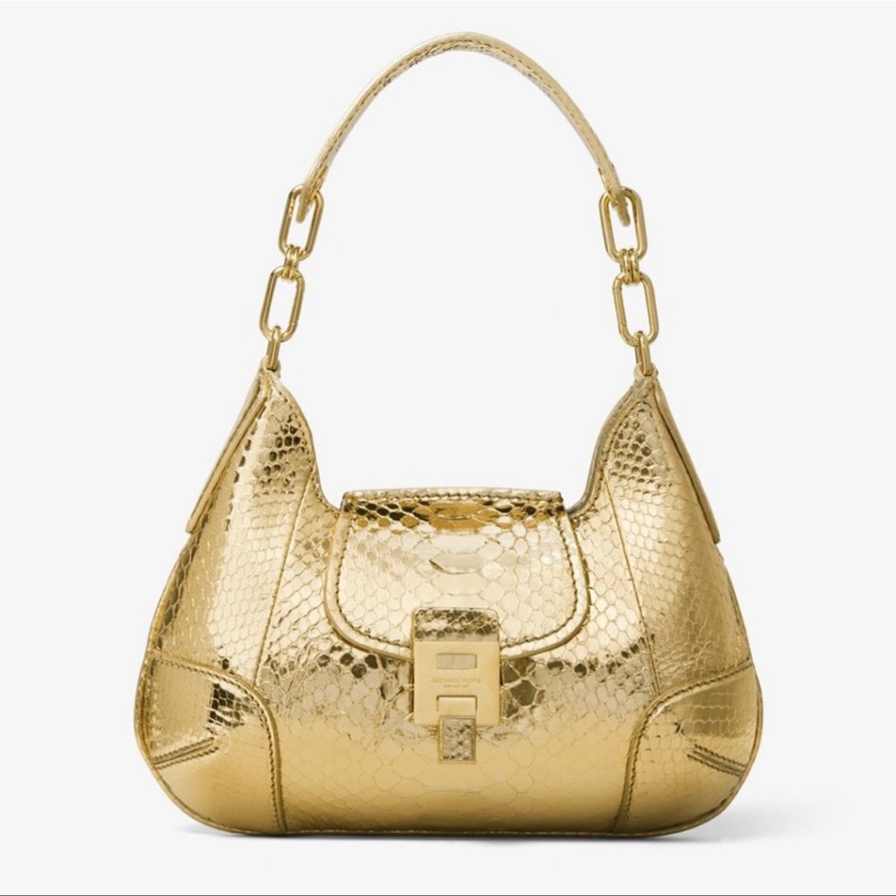 Michael Kors collection Bancroft small metallic python shoulder bag.
